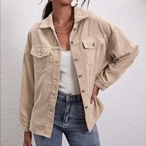 BRAND NEW- SHEIN corduroy shacket in apricot (light pink)